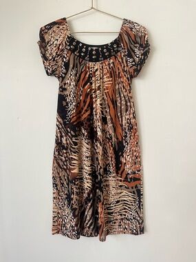 dressbarn Y2K boho rust print Midi Dress size 4P